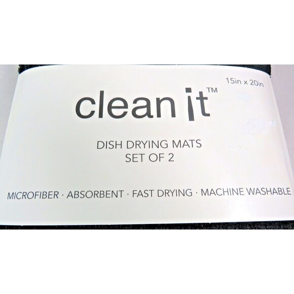Black Dish Drying Mats 2-pc Kitchen Microfiber Reversible Absorbent 15 x 20-in - Picture 3 of 3